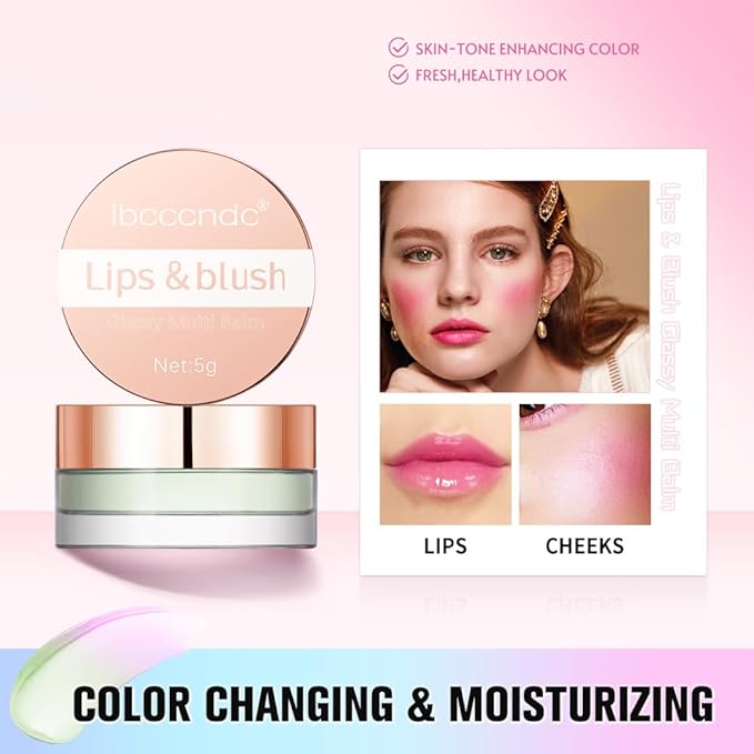 Color Change Blush Clear Liquid Blush Cream Moisturizing Blusher Halo dyeing naturally Blush Rouge Multi-use Makeup Cream For Cheeks Face Lips Waterproof Blush Gel Lip Oil (#1)