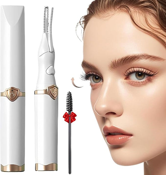 Heated Eyelash Curler, 2-in-1 Clip-Type Design, 3 Temperature Modes, USB Rechargeable Electric Eyelash Curler, Natural Curling 24H Long-Lasting Curl, Gift for Women & Girls, White-DC