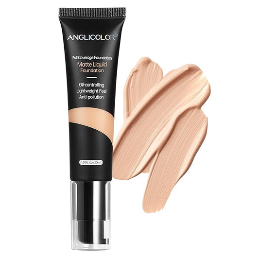 Matte Oil Control Concealer Foundation Flawless Soft Long Lasting Foundation Makeup,Waterproof Full Coverage Face Makeup Strong Concealer Foundation for Oily Acne Skin (#103 Warm Peach)