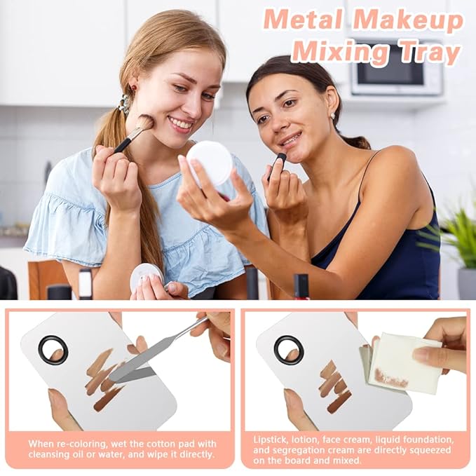 3PCS Makeup Mixing Palette, Stainless Steel Cosmetic Makeup