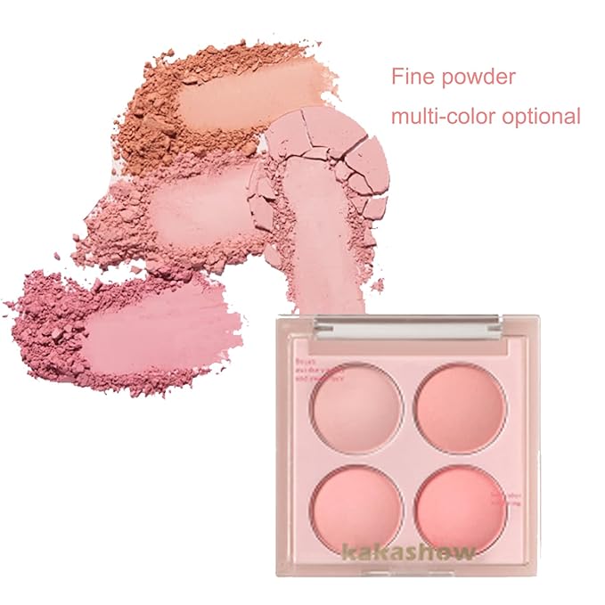 Matte Blush Powder Palette, Blending Mood Cheek, 4 Blendable Shades Korean Fairy Pink Blusher in Lightweight Smooth Powder, Vegan Makeup (Taro 2#, 1.84 ounces)