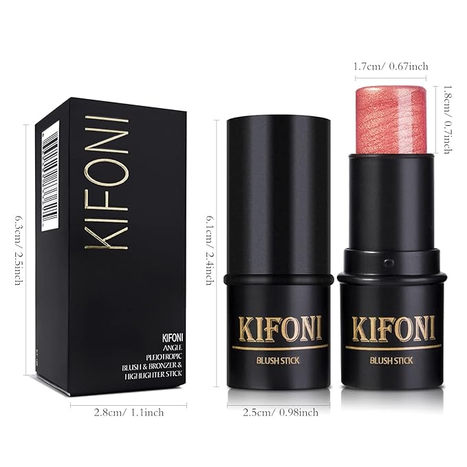 2 Pcs Cream Blush Stick Makeup Kit, Natural Shimmer & Matte Stick Blush Wand for Cheeks, Lightweight Blendable Silky Cream Blush Makeup -Shimmer Blush (#01 Shimmer Pink #04 Shimmer Fuchsia)