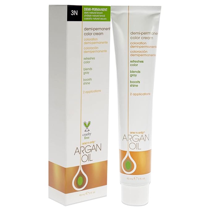 One n Only Argan Oil Demi-Permanent Color Cream - 3N Dark Natural Brown Hair Color Unisex 3 oz (Pack of 2)