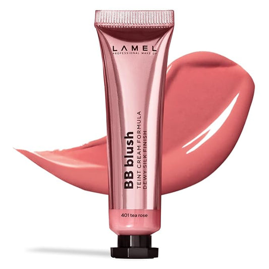 Lamel BB Blush Cheek Makeup - Lightweight and Long Lasting Liquid Blush - Blendable Cream Blush for Cheeks, Natural Finish Cream Contour - Nude Liquid Blush, 401 (Tea Rose) -10ml/0,33fl.oz