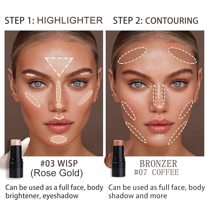 evpct 2Pcs Cream Contour Foundation Stick for Neutral