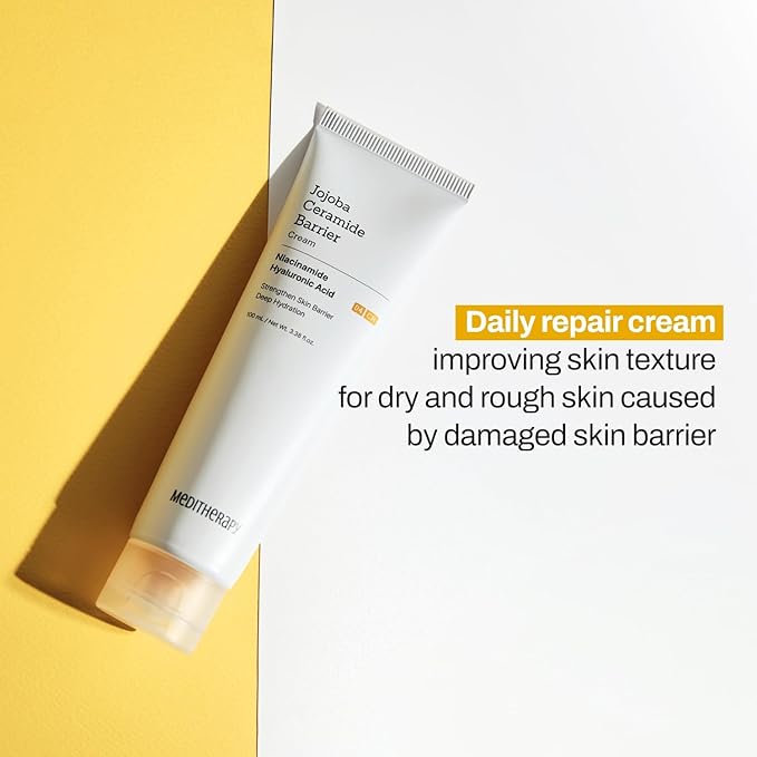 MEDITHERAPY Jojoba Ceramide Barrier Cream, Intensive Repair Cream, Long-Lasting Hydration, Boosts Skin Strength, EWG Green Grade, 3.38 fl.oz.