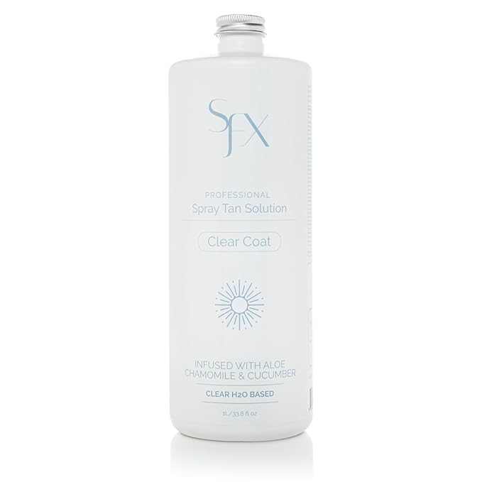 SunFX CLEARCOAT All Natural Spray Tanning Solution | No Bronzers | Infused with botanicals (1L/33.8 fl oz, DARK SUMMER)