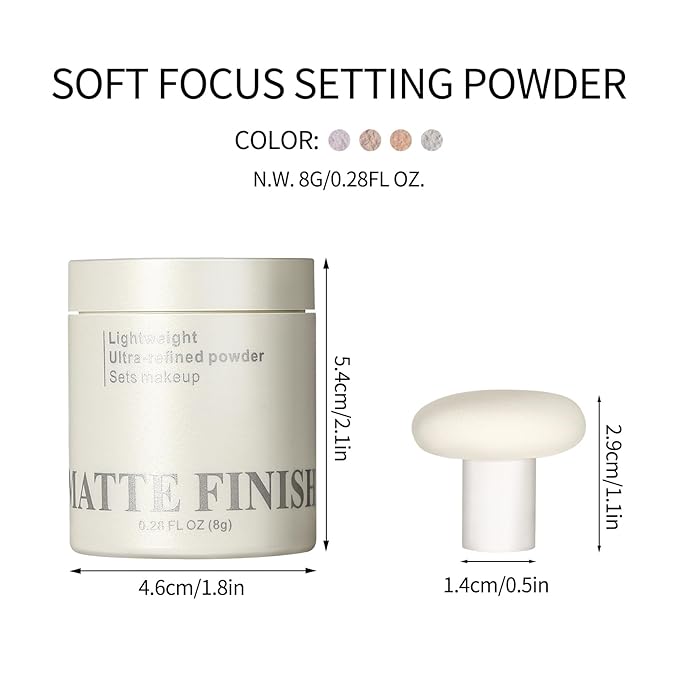 Erinde Pink Translucent Matte Setting Powder with Puff, Face Loose powder Makeup, Oil Control Finishing Powder, Lightweight Blurring Powder, Waterproof, 24H Long-Lasting, Creates Soft Focus Effect