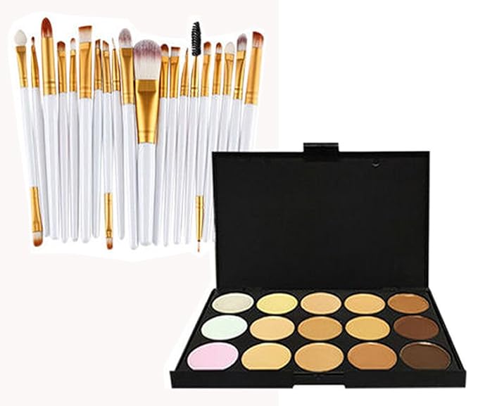 20pc White Eye And 15pc Contour Pallet Eye Makeup Brush Set