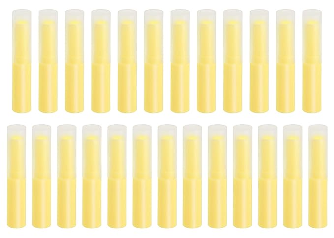0.14oz Empty Flavored Lip Balm Container Tubes Plastic Homemade Moisturizing Lip Stick with Caps Bulk Fit for Women Adult DIY Making Supplies, 25 Count (Yellow)