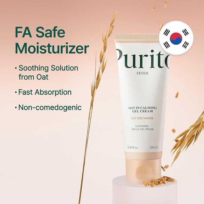 PURITO Oat In Calming Gel Cream, Oat Seed Water for Hydration & Soothing, Lightweight, Non-Sticky Moisturizer for Sensitive Skin, Non-Comedogenic, Fragrance-Free, Korean Skincare, 100ml 3.38 fl.oz