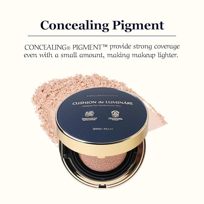 [CHALLANS de PARIS] Cushion de LUMINÁRE Cushion Foundation – 21 Bright Ivory | Radiant Glow, Full-Coverage, Lightweight Adhesion, Long-Wear, Luminous Finish, Korean Makeup, 0.53 oz