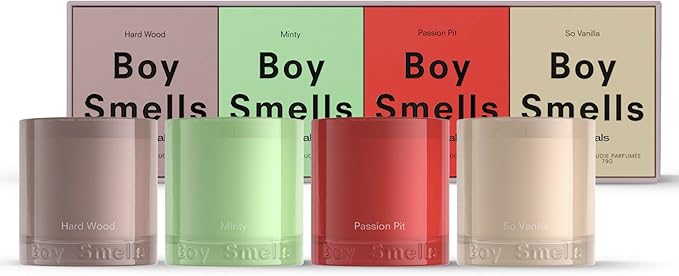 Boy Smells Essentials Votive Quad Gift Set – 4-Piece Mini Soy Wax Candle Collection for Home Fragrance & Gifting – 3oz Each