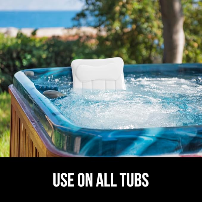 GORILLA GRIP Mesh Bath Pillow for Tub, 6 Powerful Suction Cups, Oversized Headrest with Breathable FlexComfort Technology for Neck, Head, Back Support, Luxury Machine Washable Bathtub Must Haves White