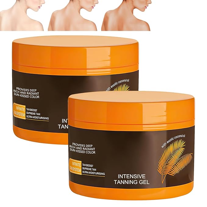 Luxury Intensive Tanning Gel, Natural Tanning Accelerator Lotion， Brown Tanning Gel, Natural Tanning Accelerator Cream Gel, for Sunbeds & Outdoor Sun (2pcs)