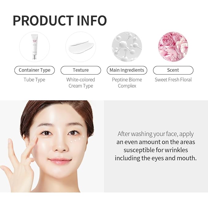 Ultra Peptine Biome Eye Cream 30ml, Wrinkles, Anti Aging, Dark Circles, Peptine Biome 72%, Hydrating Eye Cream