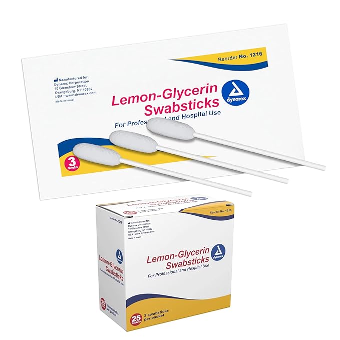 Dynarex lemon-glycerin swabsticks, pleasant tasting