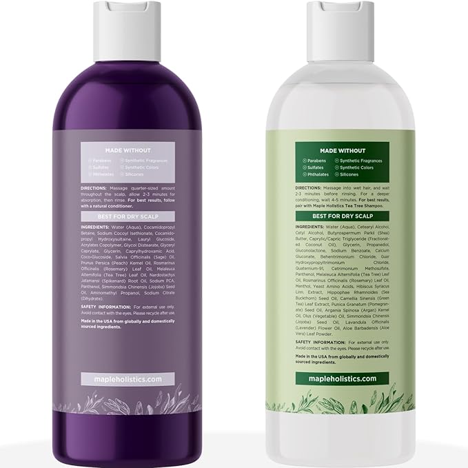 Sulfate Free Shampoo and Conditioner Set - Tea Tree Sage and Rosemary Shampoo and Conditioner for Dry Flaky Scalp Care - Deep Cleansing Color Safe Shampoo and Conditioner for Damaged Dry Hair Care