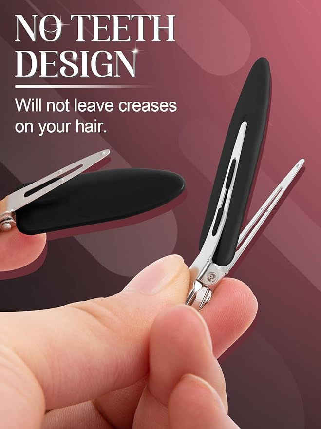 8Pcs No Bend Hair Clips - Creaseless Hair Clips Styling Duck Bill Clip No Dent Alligator HairBarrettes, Small Gifts for Women Girl Salon Hairstyle Hairdressing Bangs Waves Makeup, Black