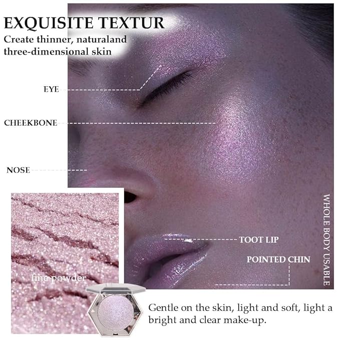 Purple Pink Shimmer Highlighter Highlight Makeup Contour Powder