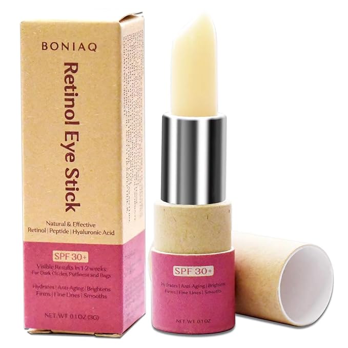 Retinol Eye Stick, Eye Brightener Balm, SPF 30+ Retinol Eye Cream With Hyaluronic Acid, For Dark Circle and Puffiness, Visible Results in 1-2 Weeks, Anti Aging Under Eye Cream for Wrinkles and Bags Reduces Fine Lines, 0.1oz