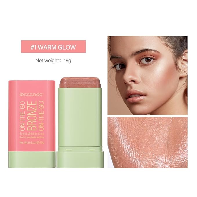 Multi-Use Makeup Blush Stick, Tinted Solid Moisturizer On-the-Go Warm Glow)