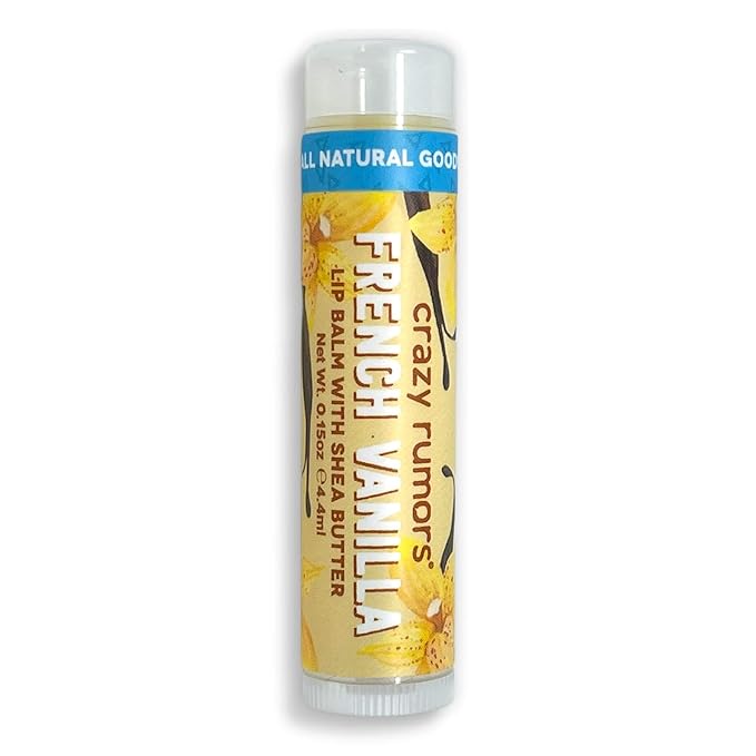 Crazy Rumors French Vanilla Lip Balm. 100% Natural, Vegan, Plant-Based, Made in USA (1-Pack)