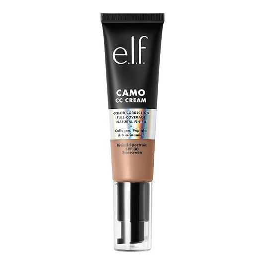 e.l.f. Camo CC Cream, SPF 30 Color-Correcting Medium-To-Full Coverage Face Foundation, Delivers An Airbrushed Finish, Vegan & Cruelty-Free, Tan 415 C
