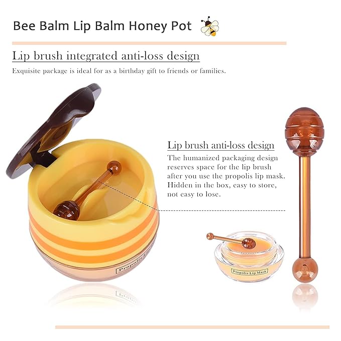 Bee Lip Balm Honey Pot,Strawberry &