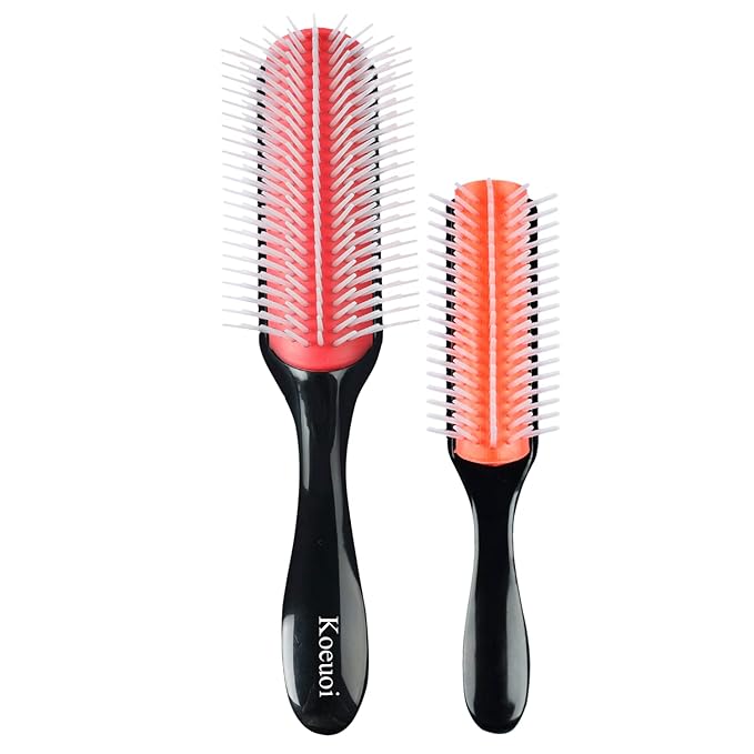 Classic Styling Hair Brush for Wet or Dry Curly Hair. 9 Row Black Brush for Detangling, Separating, Shaping