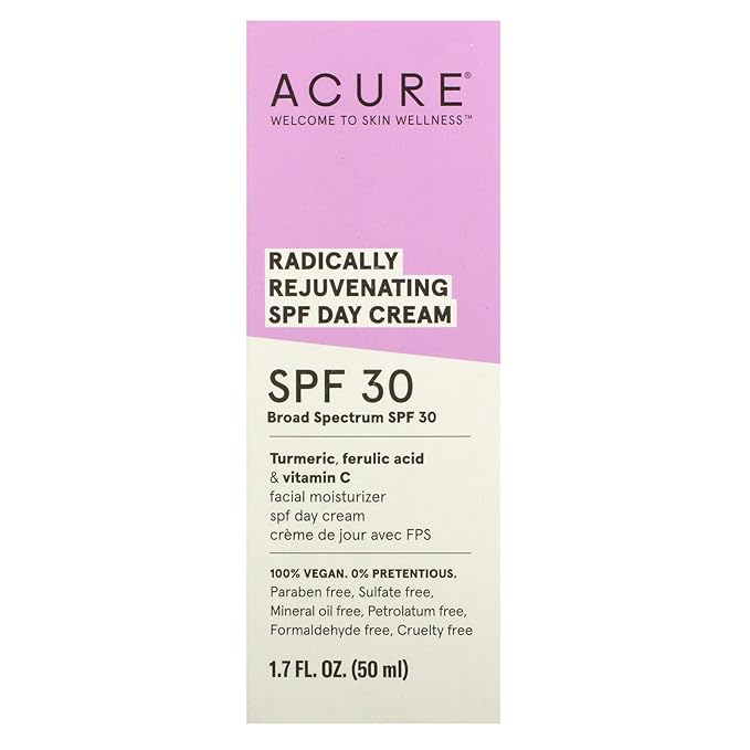 ACURE Acure Radically Rejuvenating, Day Cream, SPF 30, 1.7 fl oz (50 ml) (Pack of 2)