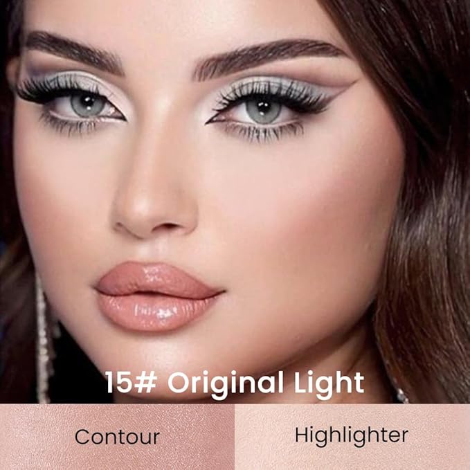 Kaely 2in1 Cream Bronzer Highlighter Stick,Face Shaping Contouring Shades Makeup,15