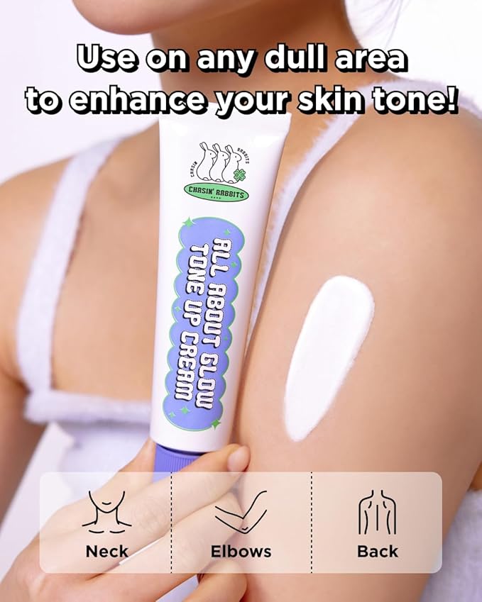 CHASIN' RABBITS All About Glow Tone-up Cream 1.69 fl. Oz, Natural Makeup Base, Dewy Hydration, Long-Lasting Makeup with Soft Texture, Korean Beauty