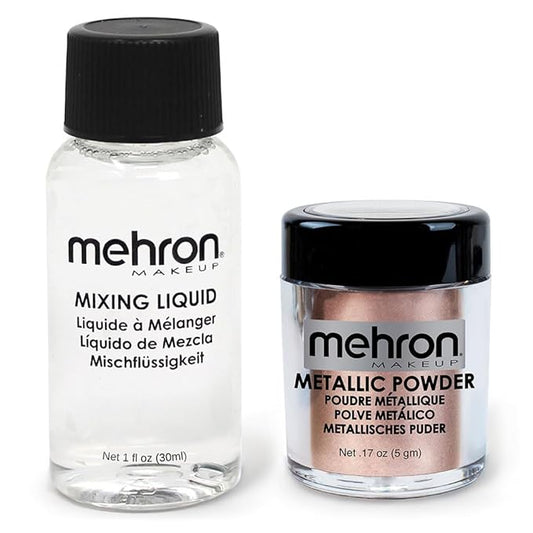 Mehron Makeup Metallic Powder (.17 oz) with Mixing Liquid (1 oz) (ROSE GOLD)