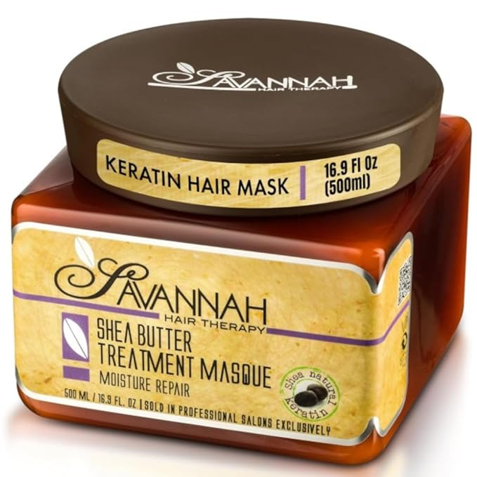 Savannah Deep Conditioning Hair Mask – Restores Shine & Softness to Dry, Curly, or Chemically Treated Hair – Anti-Frizz, Hydrating Formula with Keratin & Shea Butter – 500ml (16.9 oz)