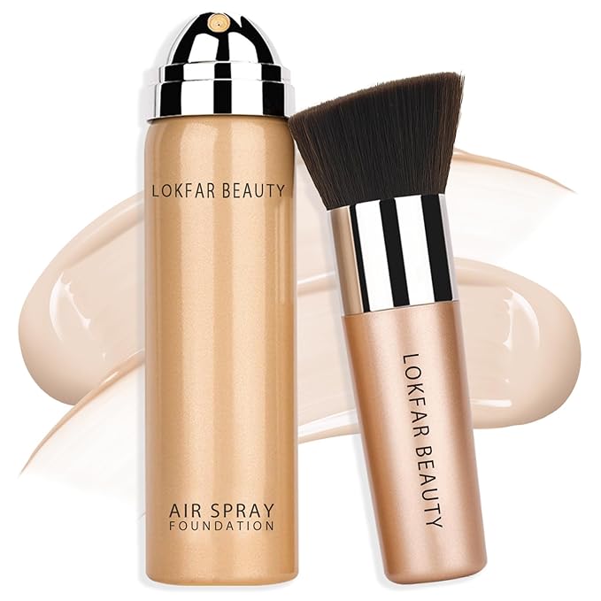 AirBrush Foundation Spray, Silky Mist Foundation Spray Makeup Set with Brush, Full Coverage Foundation for Smooth Radiant Finish, Formula Breathable Lightweight Hydrating | #A01 Ivory