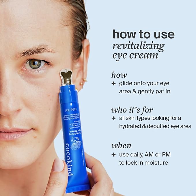 Revitalizing Eye Cream by Cocokind, Depuff & Reduce Fine Lines and Wrinkles, Cream for Firmer and Brighter Looking Eye Area, Hydrating with a Cool Metal Applicator Tip, 0.5 Fl Oz