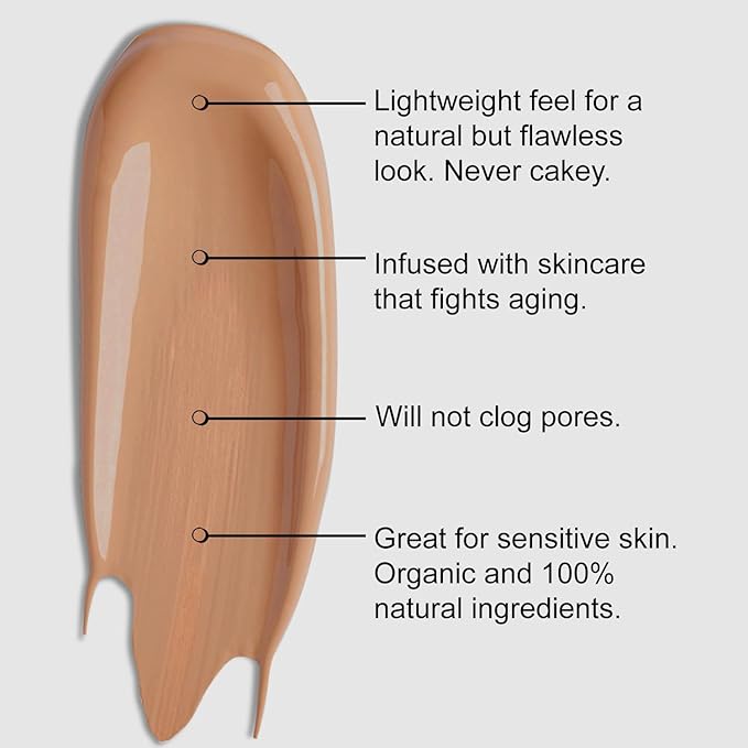 Organic Aloe-Based LUX Liquid Foundation, Natural Vegan Gluten-Free Made in USA, Cinnamon