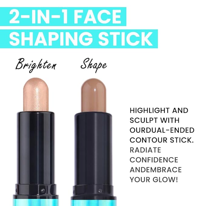 evpct 2in1 Face Shaping & Contouring Stick Cream Contour Concealer Bronzer Stick Makeup Kit for Beginner Face Highlighter Makeup Stick contorno maquillaje de maquillaje profesional,NEW Rich