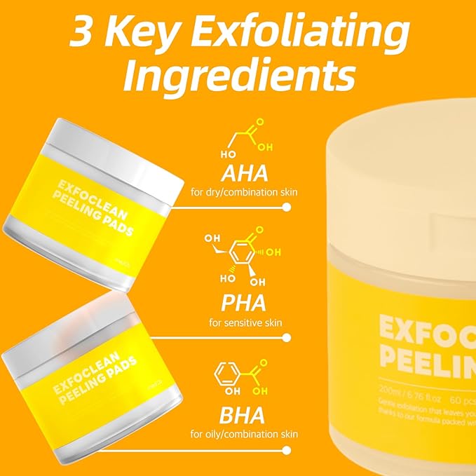 MEDB Exfoclean Peeling Pads Korean Skincare Exfoliating Face Pad, 60 Counts