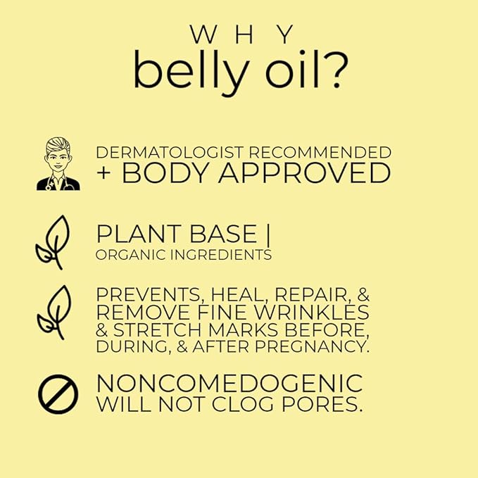 Mum. Motherhood Essentials® Premium Organic Belly Oil (3.42oz), Maternity Stretch Mark Oil,Prevent,Heal Remove Stretch Marks & Scars, Safe For Pregnancy