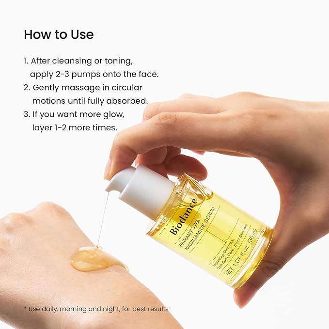 BIODANCE Radiant Vita Niacinamide Serum, Brightening, Dark Spot Care, Hydrating for Sensitive Skin, Filter Glow Serum for All Skin Types, Korean Skincare | 1.01 floz x 1 ea