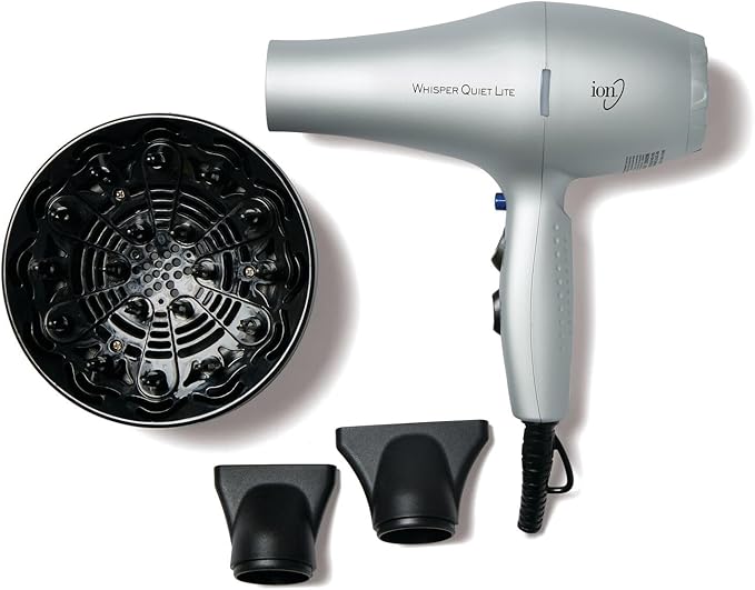 Ion Whisper Quiet Lite Ionic Ceramic Hair Dryer, 1875 Watts, Lightweight, Powerful, 4 Temperatures, 2 Speeds