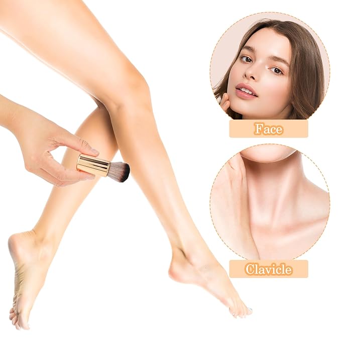 Self Tan Brush Soft Body Makeup Brush Portable Self Tanning Brush Self Tanner Face Brush Kabuki Foundation Brush for Body & Leg Makeup（Rose Gold）