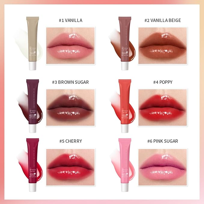 6 Color Hydrating Lip Butter Balm, Sugar)