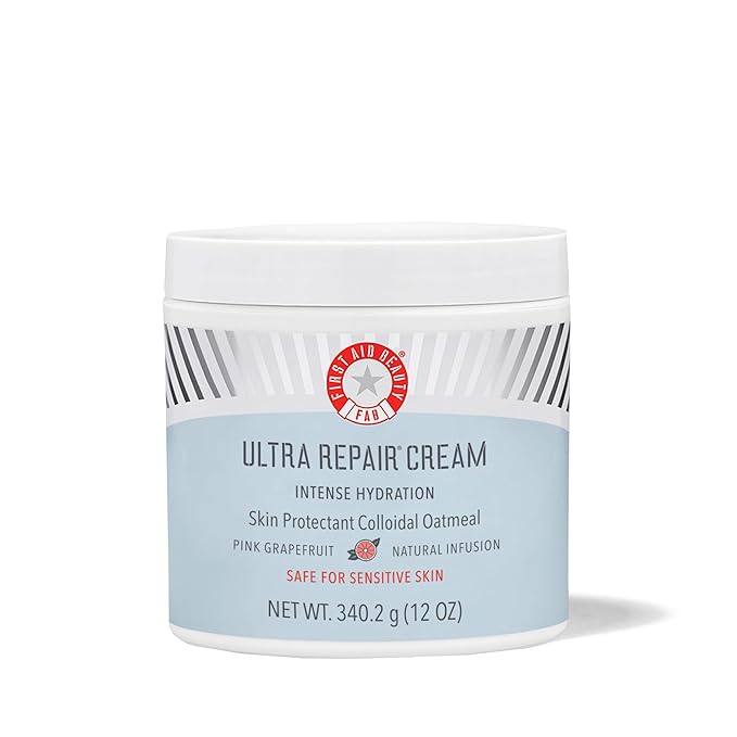 First Aid Beauty - Ultra Repair Cream, Intense Hydration Whipped Colloidal Oatmeal, Strengthens Skin Barrier in 7 Days & Helps Relieve Eczema, Luxury Face & Body Moisturizer, Grapefruit Scent, 12 oz