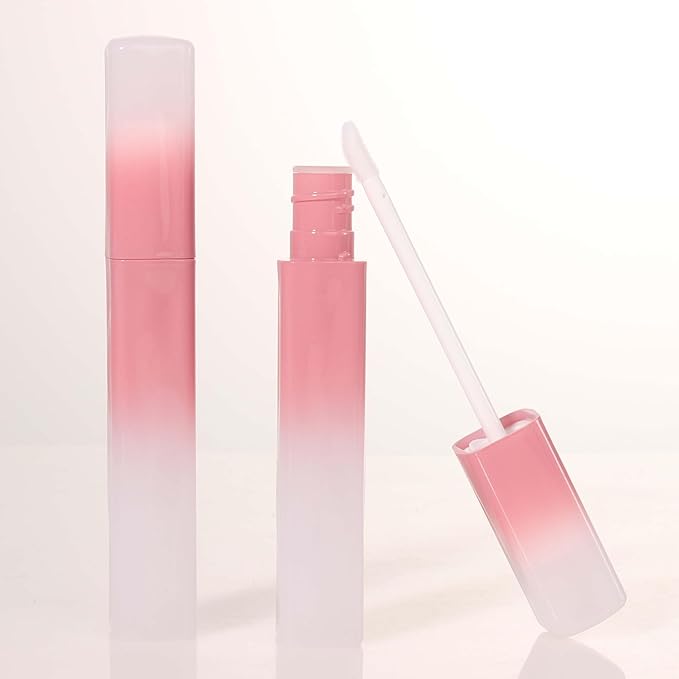 COSIDEA 15pcs 5ml Irregular rectangle empty lip gloss tubes bulk with wand unique Gradient pink lipgloss tube