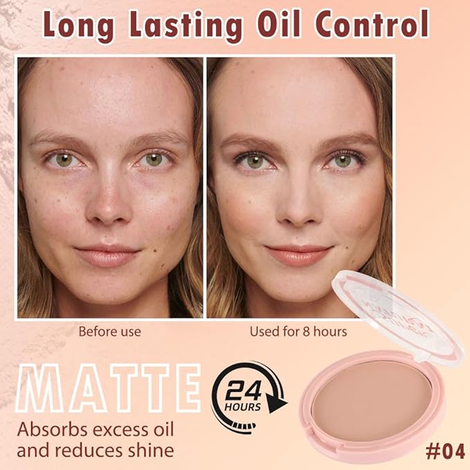 Oil Control Face Pressed Powder, Matte powder setting 1 Pcs)