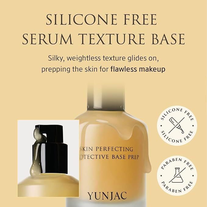 YUNJAC Base Prep (1.35 fl oz) - Grip Primer, Skin Perfecting Makeup Base for Korean Skin Prep. Silicone-Free, Serum Texture for Glowing, Flawless, and Long-Lasting Makeup