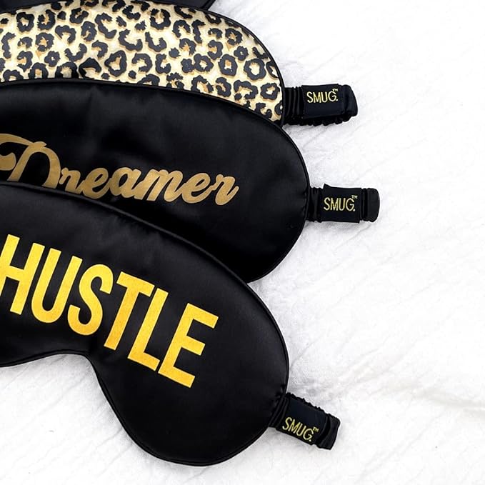 SMUG Satin Sleep Mask & Eye Mask | Travel Sleep Masks for Women & Men | Soft Sleeping Eye Mask to Nourish Skin & Reduce Dark Circles | Eye Sleep Mask Shades to Block Out Light | Hustle